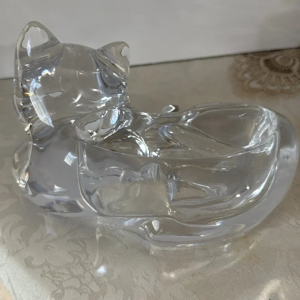 Vintage Large Clear Acrylic Cat Vase - Planter 1980s
